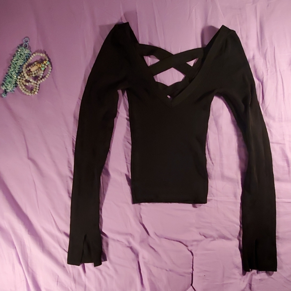 Free people long sleeved slit cuff shirt